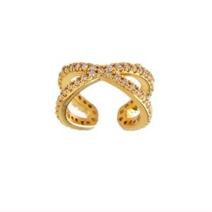 18K Gold Crisscross Ear Cuff Earring